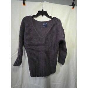American Eagle Outfitters Women's V Neck Chunky Knit Sweater Purple S Petite